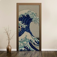 Türaufkleber Türtapete Türposter Gemälde Meer Sturm Boote Wellen Kunst