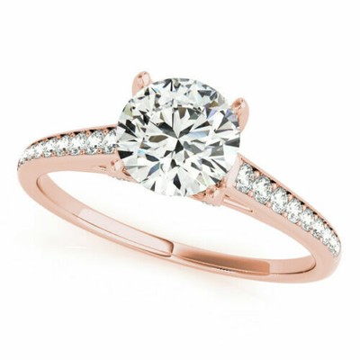 1.35 Ct Round Brilliant Cut Simulated Diamond Wedding Ring 14K Rose Gold Size 6