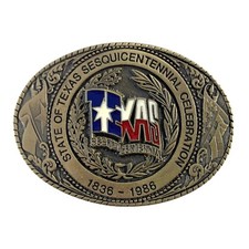 State of Texas Sesquicentennial Celebration Brass Belt Buckle 1836-1986 18603