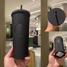 24oz Starbucks Diamond Matte Studded Black Tumbler Cold Drink Cup Gift Real Shot