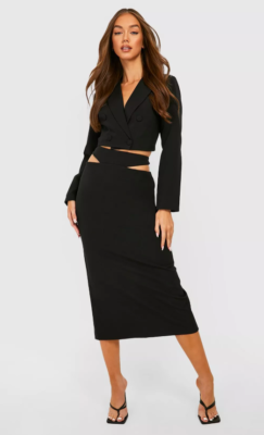 Boohoo Cut Waist Tailored Midaxi Skirt Size 14 UK