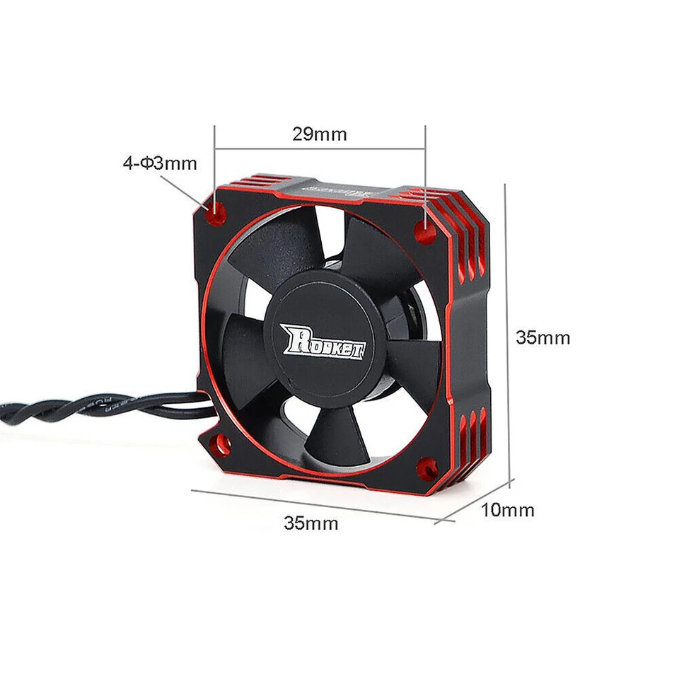 Rocket Metal Cooling Fan 21000RPM 35mm for 1/8 1/10 1/12 RC Car Brushless Motor - Image 4 of 4