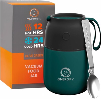 Energify Vacuum Food Jar TEAL Olive Green top 530 ml NWOT