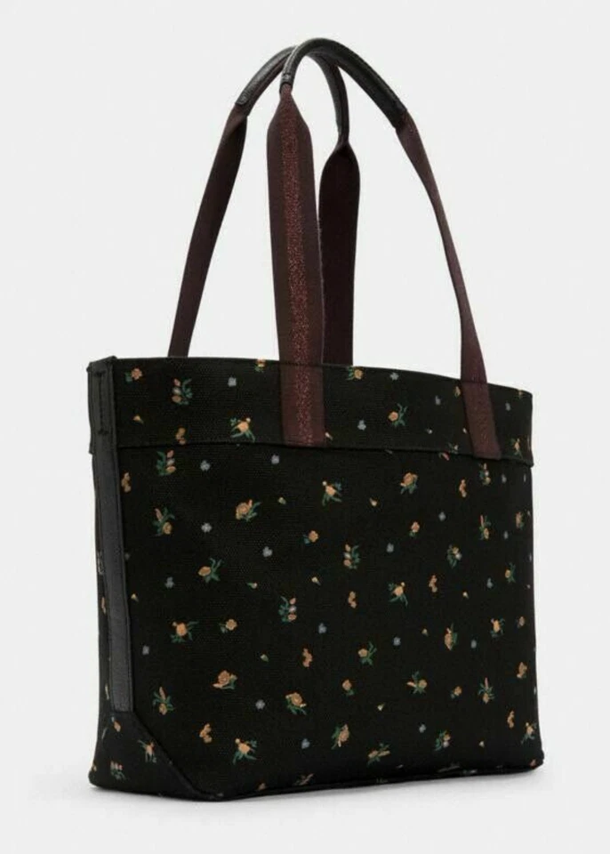 Coach X Peanuts Tote With Snoopy Canvas Black Floral 6172 LIMITED $492 - Image 2 of 4