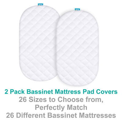Waterproof Bassinet Mattress Pad Cover Bamboo Surface 2 Pack Multi-size Options