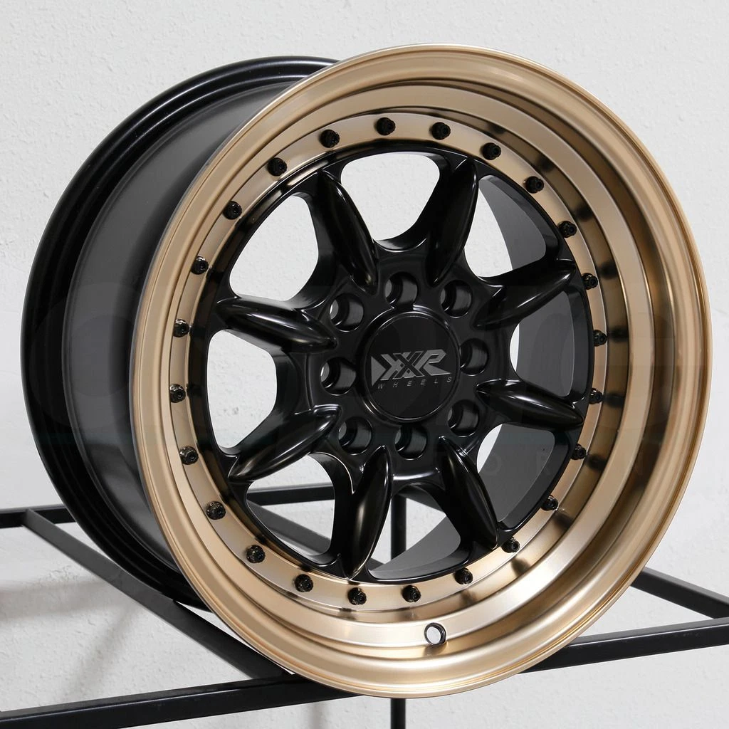 XXR 002.5 16x8 4x100/4x114.3 0 Flat Black Bronze Lip Wheels(4