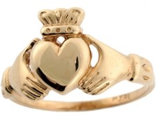 10k or 14k Real Yellow Gold Irish Claddagh Friendship and Love Ring