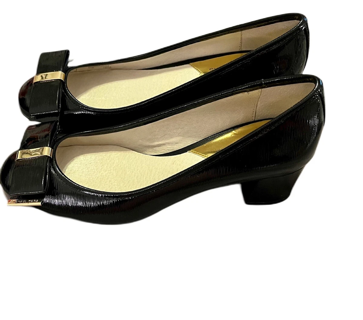 Michael Kors Women s Size 6.5 Kiera Black Textured Black Patent Leather Pumps