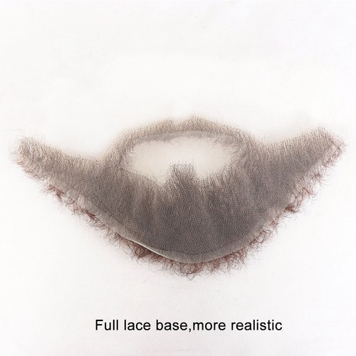 Men's Fake Beard 100% Human Hair Face Beard Afro Curly Makeup Mustache Reusable - Picture 12 of 13