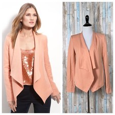 BCBG Maxazria XS Peach Abree Relaxed Draped Open Front Jacket Blazer Career 228