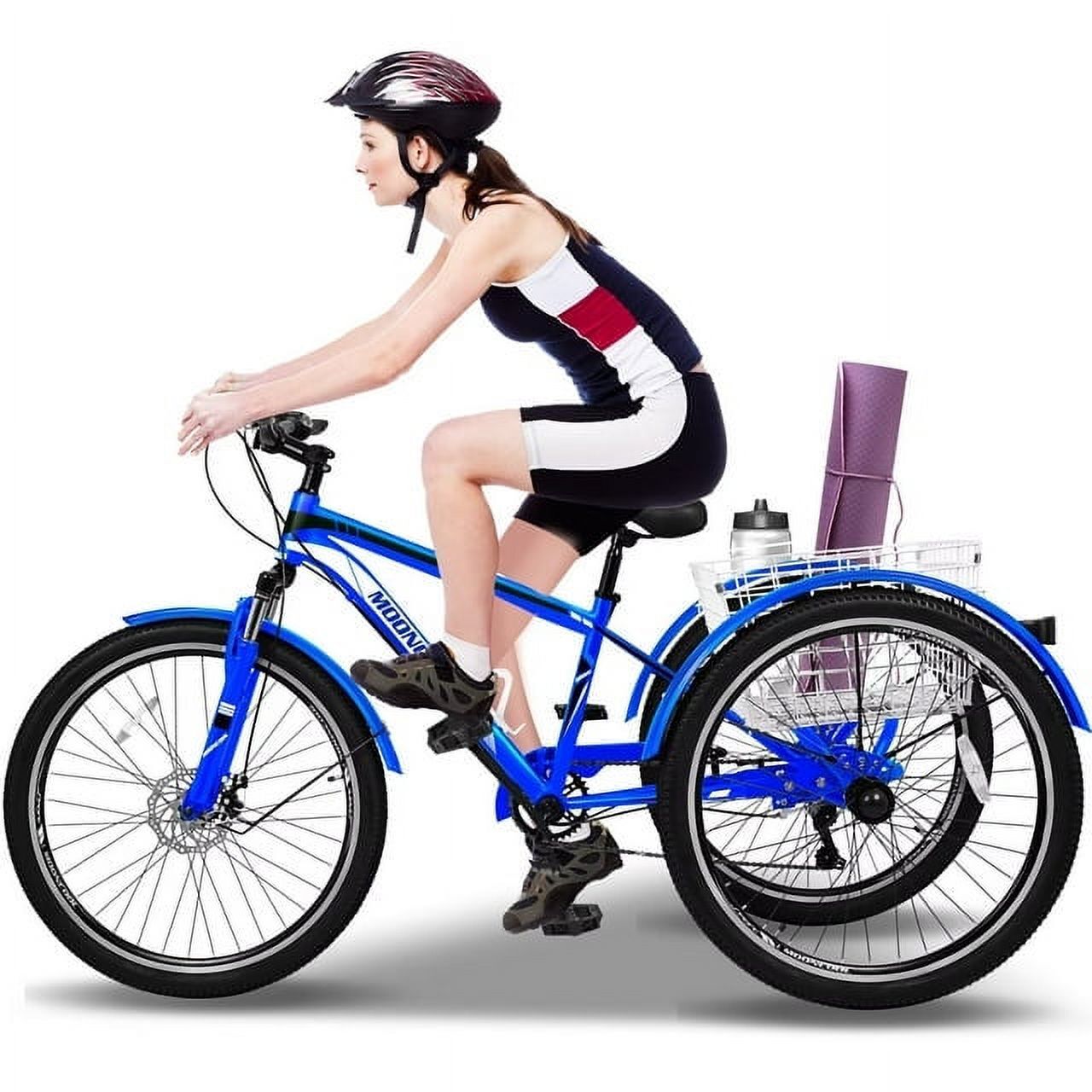 NAIZEA Mountain Tricycle Adult 24/26/27.5 inch 7 Speed Cruiser Bike & Basket
