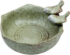 5.9 Inch Ceramic Bird Bath Bowl Outdoor Bird Feeder Water Dish Garden Decor