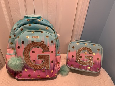 ombre foil dot initial backpack