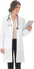   Professional Lab Coat for Women  Full Length, Long Sleeve  White, Large