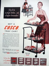 VINTAGE PRINT AD COSCO TRAY CART 1950'S MID CENTURY