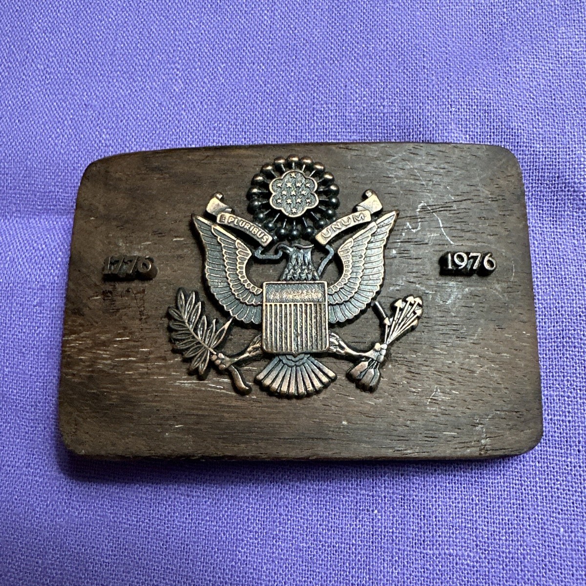 American Eagle Wooden Belt Buckle E Pluribus Unum Centennial