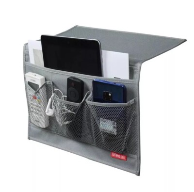 Bedside Storage Organizer Table Cabinet Caddy with Pockets for TV Remote Control