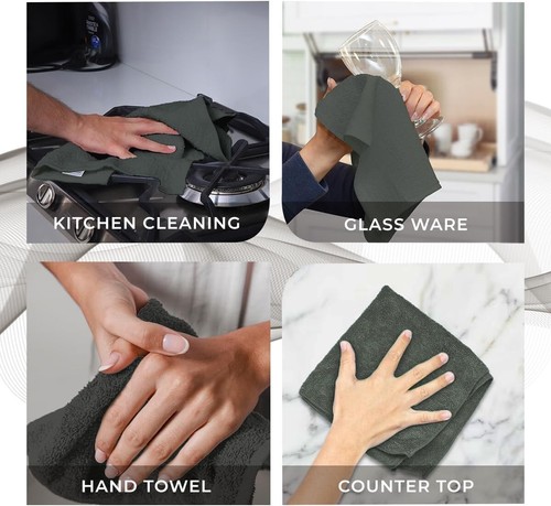 Versatile Grey Washcloths - 12x12 Inches Cotton Towels, Perfect for Home and Spa - Picture 9 of 10