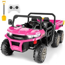 Electric 24V Battery Powered 4WD Kid Ride On Car Toys 2 Seat Dump Truck 6 Wheels