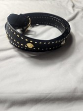 Vintage Gianni Versace Studded Black Leather Gold Medusa Men's BELT 56 Pre-Owned