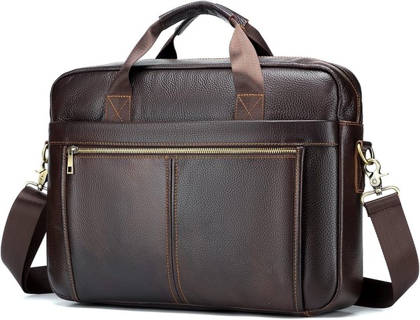 Laptoptasche 14-15,6 Zoll Leder Aktentasche Herren Echtleder Schultertasche-image