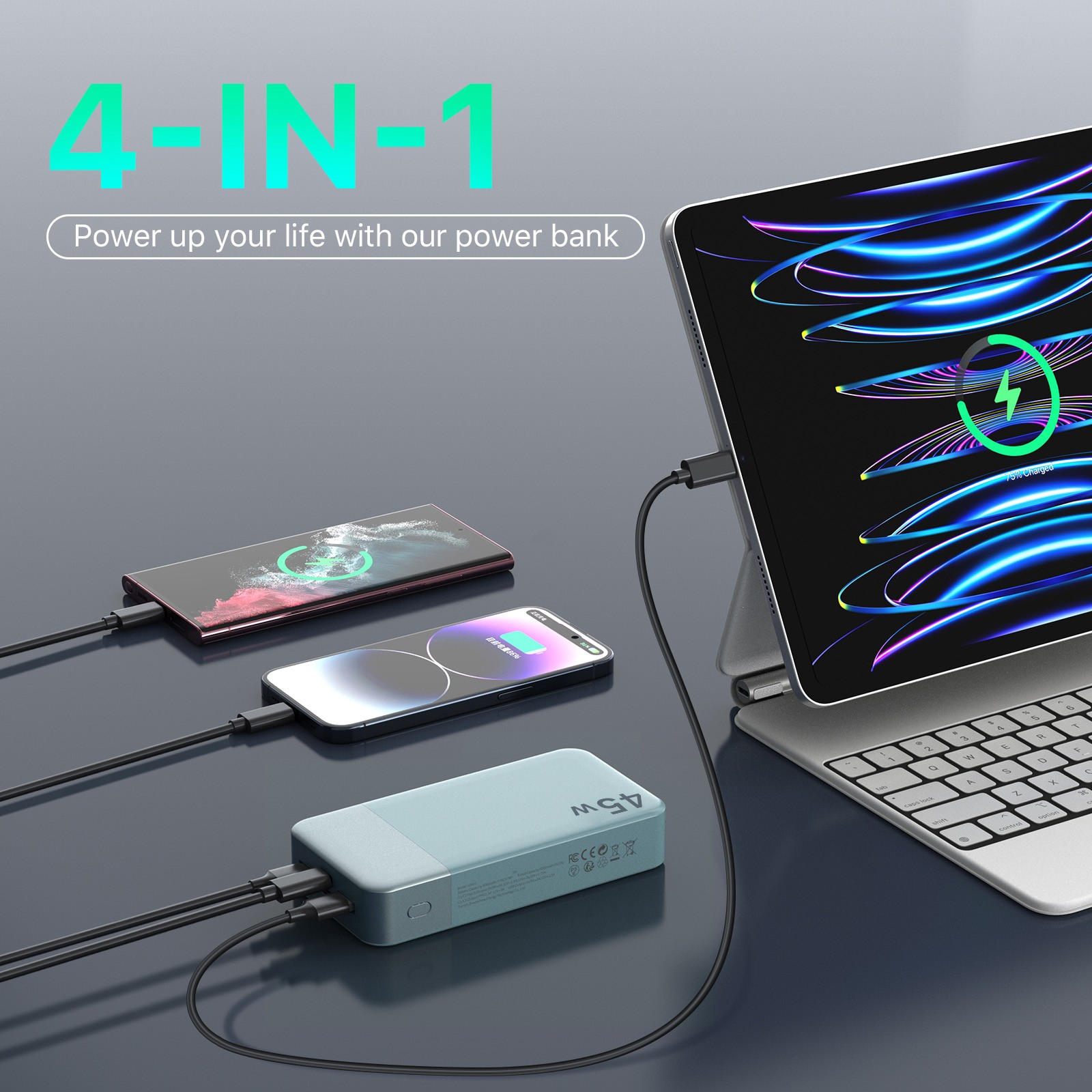 Power Bank 20000mAh 45W Portable Fast Charger External Battery For Laptop Tablet