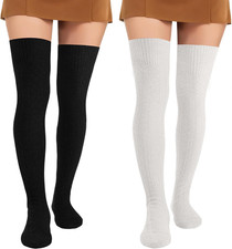 Thigh High Socks Womens Over Knee High Boot Socks Knit Leg Warmers Breathable