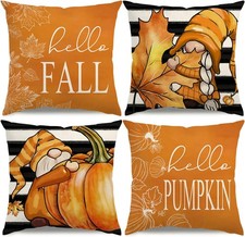 Fall Pillow Covers 18x18 Thanksgiving Farmhouse Decorations Black Striped Maple
