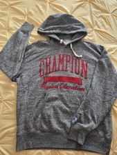 Champion Physical Education Hoodie Sweatshirt Heather Grey Men's Large EXCELLENT