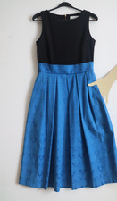 CLOSET 12 UK (CH 44cm) Royal Blue Jacquard Woven Skirt &Black Top Belt Zip Dress