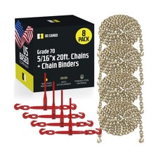 DC Cargo Chain Binder Kit (4 Sets) | 5/16" Grade 70 Extra Long 20 Foot Chain ...