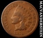 1874 Indian Head Cent - Scarce  Semi-key  Better Date  No Reserve  #J8430
