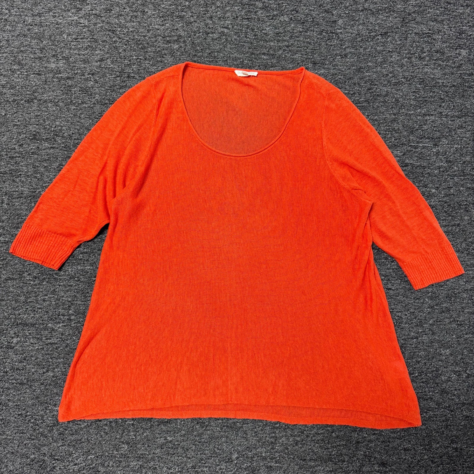 Eileen Fisher 100% Linen Knit Tunic Blouse Top Sz XL Orange
