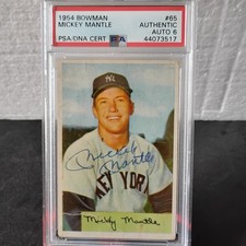 1954 Bowman #65 Mickey Mantle Autograph PSA DNA Certified Auto 6 Authentic 