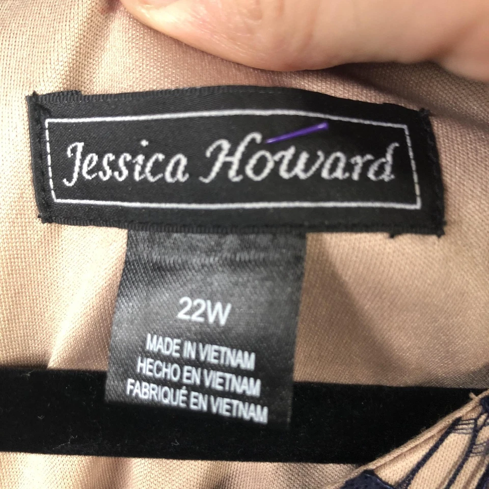 Jessica Howard Dress Womens 22W Lace Overlay 3/4 Sleeve Knee Length Elegant - Image 4 of 4