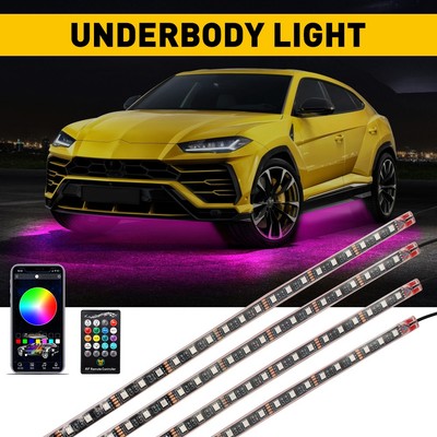 4pcs RGB Under Car Strip Light Kit 210 LED Neon Tube Underglow Underbody System