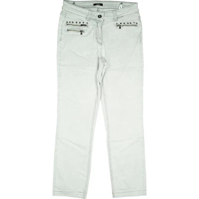BIBA 38 L28 Jeans Hose Grau Damen Stretch Straight Leg mid Rise Zip Nieten W29 - Bild 1 von 4