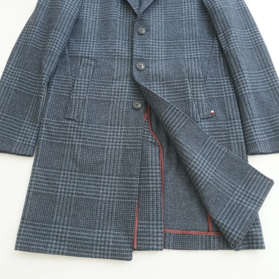 Abrigo Tommy Hilfiger a medida para hombre azul a cuadros mezcla de lana TH Flex 50 IT / 40US Foto 3 de 4