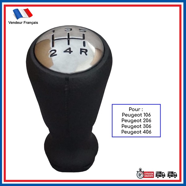 Partsline Pommeau Schalthebel 5-Gang Chrom Schwarz FüR 206 306 406 605 2403AP-image