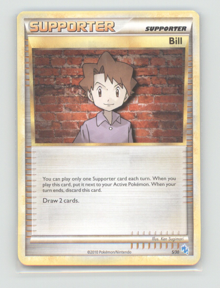 BILL (#5) 5/30 COMMON HGSS TRAINER KIT: GYARADOS & RAICHU POKEMON LIGHTLY PLAYED