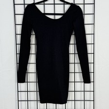 David Lerner Scoop Neck Dress Womens Small Black Plunge Back LBD Stretch NWT