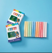 Image of 12 Pack Coloured Chalk Sticks for Kids School Playground Blackboard Drawing UK