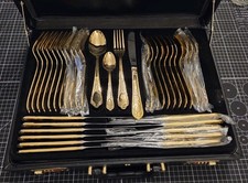 SBS Solingen Besteckset 12 Personen, 70tlg, 23/24 Karat, Hartvergoldet, Gold