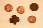 Lot Vintage Girl Scout medal w/ coins 1944 dime 1954 dime 1960 penny 1963 dime