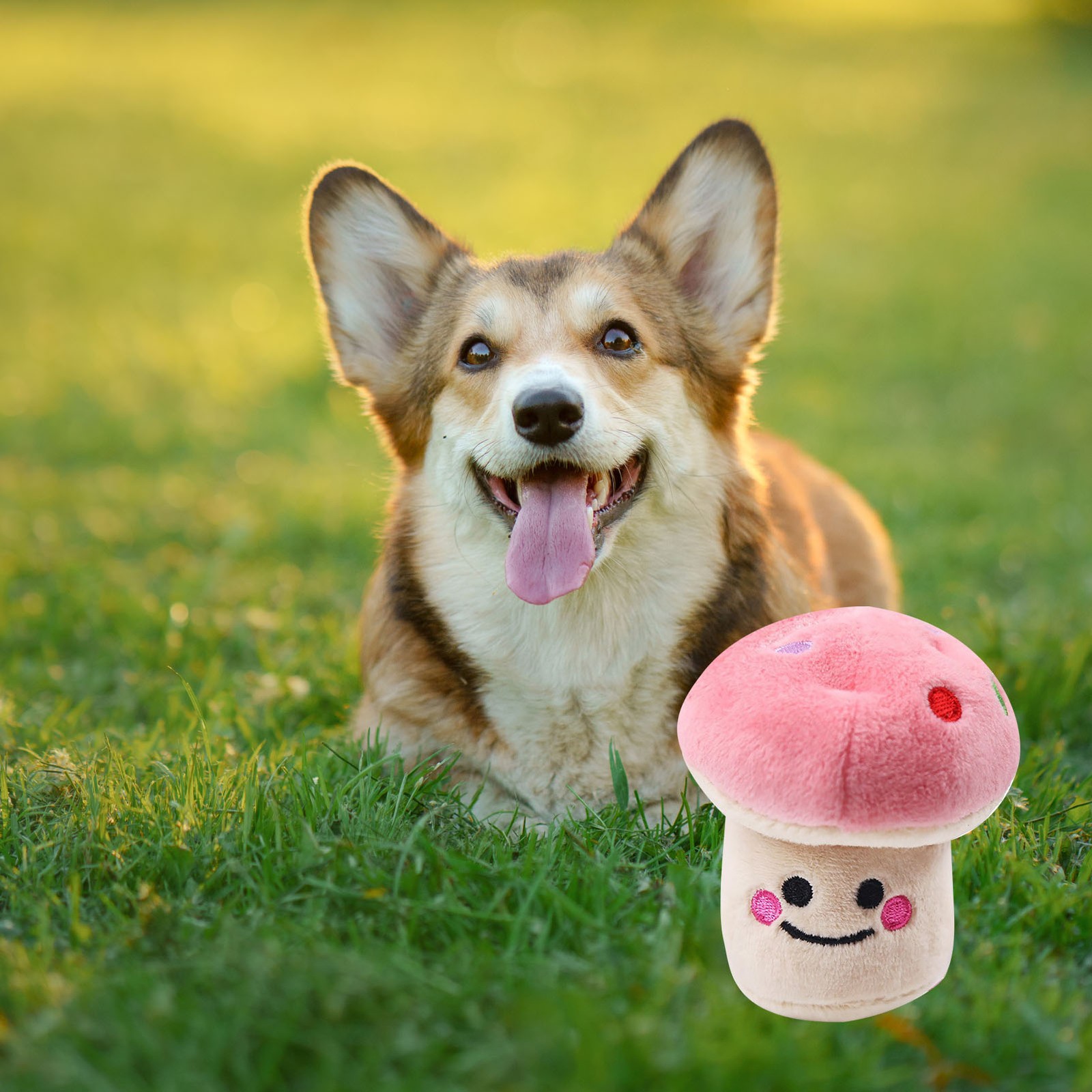Plush Dog Toy Cartoon Mushroom Shaped Bite Resistant Teeth Grinding Reduce