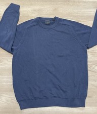 Arrow Men's Blue 100 Cotton Crew Neck Knit Sweater Size L