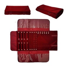 SCIKHEFT Velvet Travel Jewelry Case Roll Bag Organizer for Necklace Burgundy