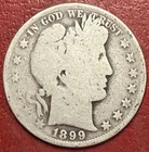 1899-S Barber Silver Half Dollar. Free Shipping