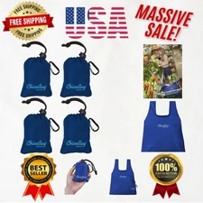 Durable Reusable Grocery Bag Set - Eco-Friendly, Machine Washable - Blue