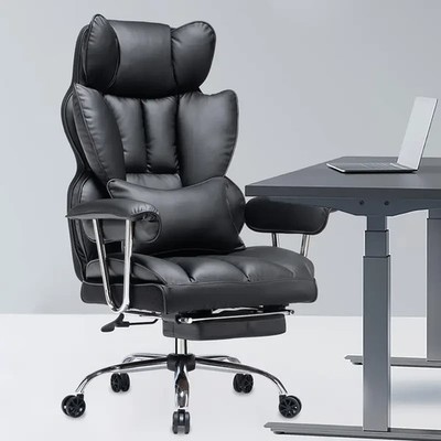 Efomao Schreibtisch Bürostuhl, großer und hoher ergonomischer Bürostuhl aus PU-Leder, 200 kg 